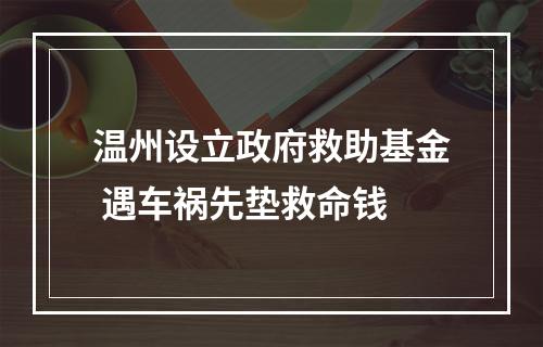 温州设立政府救助基金 遇车祸先垫救命钱
