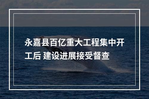 永嘉县百亿重大工程集中开工后 建设进展接受督查