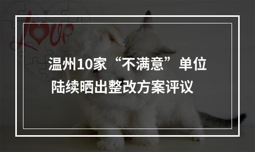 温州10家“不满意”单位 陆续晒出整改方案评议