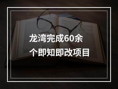 龙湾完成60余个即知即改项目