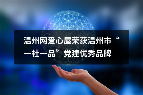 温州网爱心屋荣获温州市“一社一品”党建优秀品牌