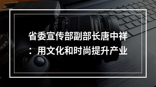 省委宣传部副部长唐中祥：用文化和时尚提升产业