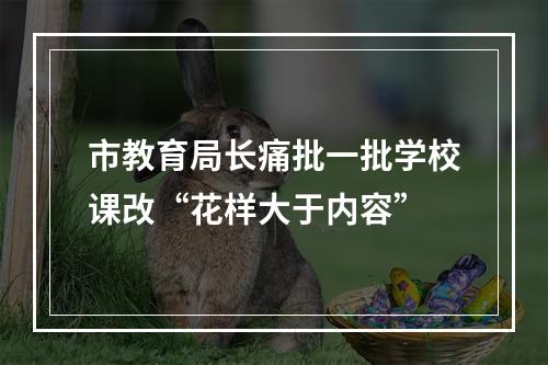 市教育局长痛批一批学校课改“花样大于内容”