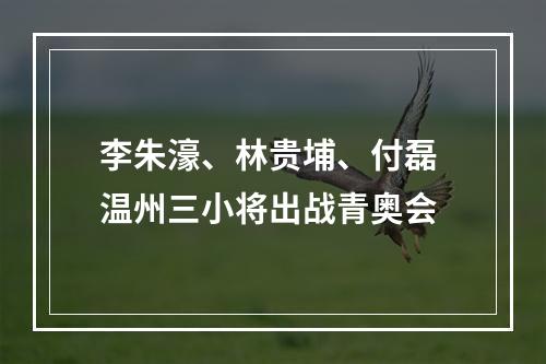 李朱濠、林贵埔、付磊 温州三小将出战青奥会