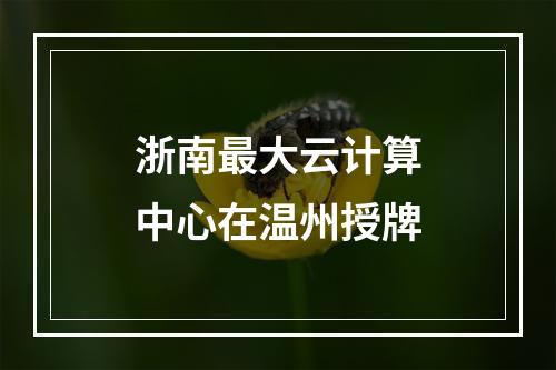 浙南最大云计算中心在温州授牌