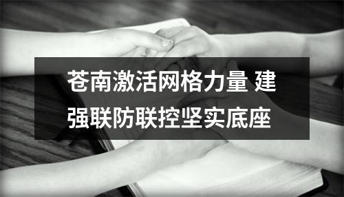 苍南激活网格力量 建强联防联控坚实底座