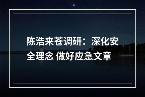 陈浩来苍调研：深化安全理念 做好应急文章