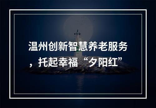 温州创新智慧养老服务，托起幸福“夕阳红”