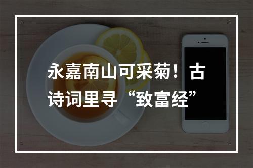 永嘉南山可采菊！古诗词里寻“致富经”