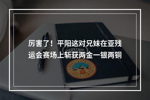 厉害了！平阳这对兄妹在亚残运会赛场上斩获两金一银两铜