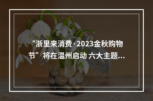 “浙里来消费·2023金秋购物节”将在温州启动 六大主题消费展区让你一次买过瘾
