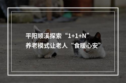 平阳顺溪探索“1+1+N”养老模式让老人“食暖心安”