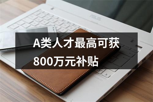A类人才最高可获800万元补贴