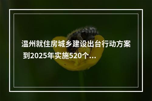 温州就住房城乡建设出台行动方案 到2025年实施520个老旧小区改造