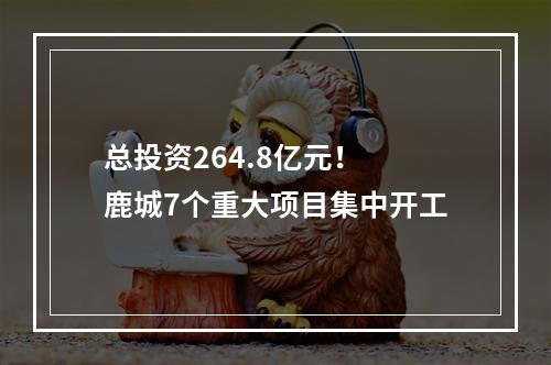 总投资264.8亿元！ 鹿城7个重大项目集中开工