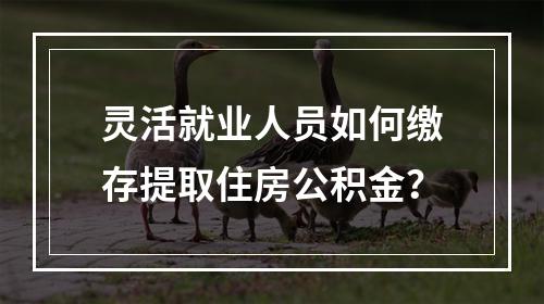 灵活就业人员如何缴存提取住房公积金？