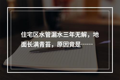 住宅区水管漏水三年无解，地面长满青苔，原因竟是……