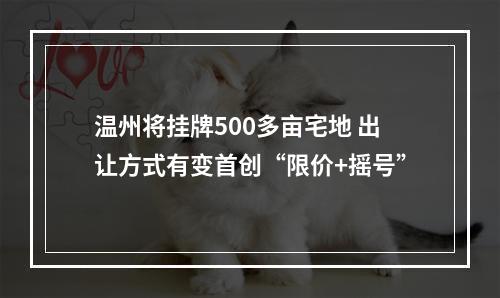 温州将挂牌500多亩宅地 出让方式有变首创“限价+摇号”