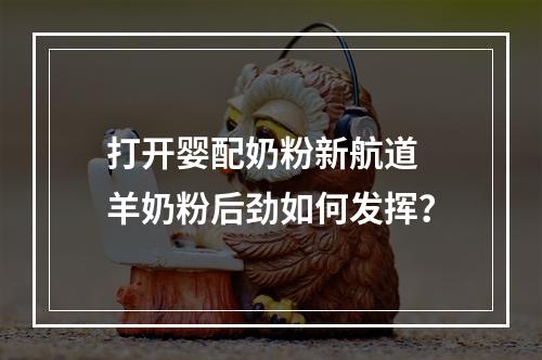 打开婴配奶粉新航道 羊奶粉后劲如何发挥？