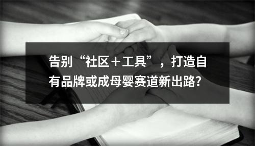 告别“社区＋工具”，打造自有品牌或成母婴赛道新出路？