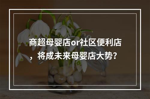 商超母婴店or社区便利店，将成未来母婴店大势？